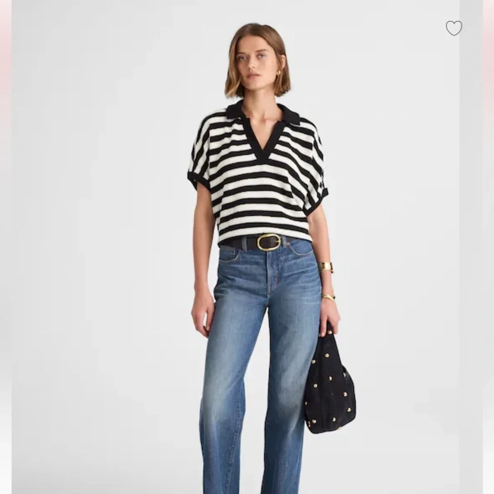 Madewell // EUC Relaxed V-Neck Polo Shirt in Stripe - Picture 3 of 7
